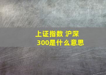 上证指数 沪深300是什么意思